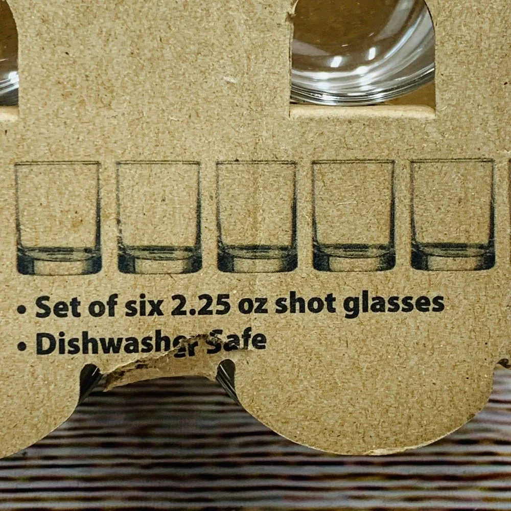 Basic Home Essentials Shot Glasses‎ Set of 6 Clear Glass 2.25 oz 🆕 New
